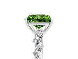 White gold Princess Cut Peridot Cluster Side Stone Solitaire Ring with Prong Setting_29