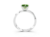 White gold Princess Cut Peridot Engagement Ring with Side Stone Accents and Four-Prong Setting_54