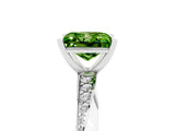 White gold Princess Cut Peridot Engagement Ring with Side Stone Accents and Four-Prong Setting_56