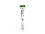 White gold Princess Cut Peridot Engagement Ring with Side Stone Accents and Four-Prong Setting_62