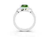 White gold Princess Cut Peridot Halo Ring with Tapered Band and Four-Prong Setting_3