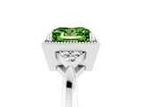 White gold Princess Cut Peridot Halo Ring with Tapered Band and Four-Prong Setting_5