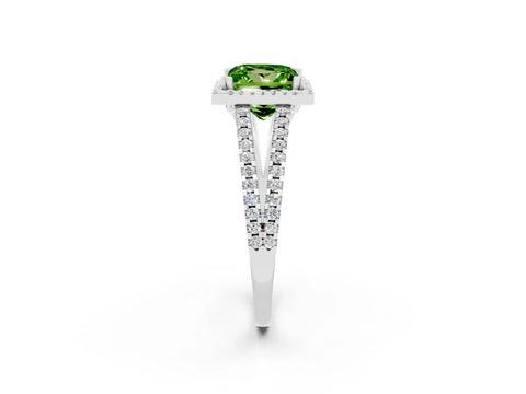 White gold Princess Cut Peridot Halo Split Shank Engagement Ring_14