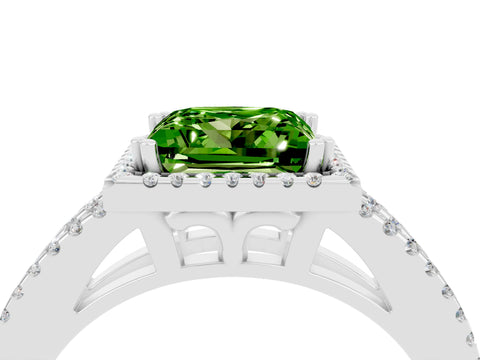 White gold Princess Cut Peridot Halo Split Shank Engagement Ring_16