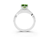 White gold Princess Cut Peridot  Halo Twist Band Solitaire Prong Setting Ring_27