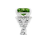 White gold Princess Cut Peridot  Halo Twist Band Solitaire Prong Setting Ring_29