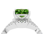 White gold Princess Cut Peridot Halo Twist Band Solitaire Prong Setting Ring_4