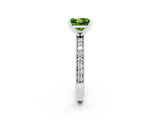 White gold Princess Cut Peridot Milgrain Pavé Engagement Ring with Four-Prong Setting_14