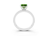 White gold Princess Cut Peridot Milgrain Pavé Engagement Ring with Four-Prong Setting_15
