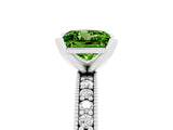 White gold Princess Cut Peridot Milgrain Pavé Engagement Ring with Four-Prong Setting_17
