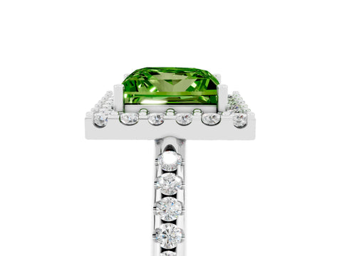 White gold Princess Cut Peridot Pavé Halo Ring with Four-Prong Setting_29