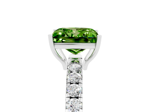 White gold Princess Cut Peridot Pavé Solitaire Engagement Ring with Four-Prong Setting_17