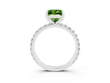 White gold Princess Cut Peridot Pavé Solitaire Ring with Round Band and Prong Setting_51