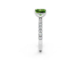 White gold Princess Cut Peridot Pave Band Solitaire Ring with Four-Prong Setting_26