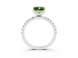 White gold Princess Cut Peridot Pave Band Solitaire Ring with Four-Prong Setting_27