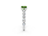 White gold Princess Cut Peridot Prong Setting with Side Stones on a Pave Band_2