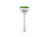White gold Princess Cut Peridot Ring with Side Stones and Four-Prong Setting_38