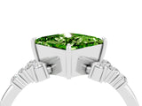White gold Princess Cut Peridot Ring with Side Stones and Four-Prong Setting_40