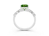 White gold Princess Cut Peridot Scattered Round Accent Ring with Prong Setting_27