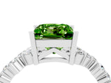 White gold Princess Cut Peridot Scattered Round Accent Ring with Prong Setting_28