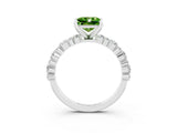 White gold Princess Cut Peridot Side Stone Solitaire Ring with Round  and Four-Prong Setting_51