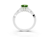 White gold Princess Cut Peridot Solitaire Celtic Knot Ring with Four-Prong Setting_15