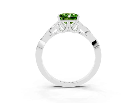 White gold Princess Cut Peridot Solitaire Celtic Knot Ring with Four-Prong Setting_15