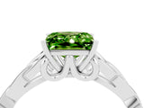 White gold Princess Cut Peridot Solitaire Celtic Knot Ring with Four-Prong Setting_16