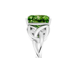 White gold Princess Cut Peridot Solitaire Celtic Knot Ring with Four-Prong Setting_17