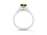 White gold Princess Cut Peridot Solitaire Engagement Ring with Cathedral Setting and Four-Prong Mount_117