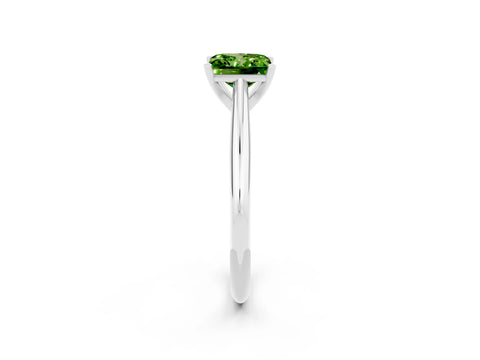 White gold Princess Cut Peridot Solitaire Engagement Ring with Cathedral Setting and Four-Prong Mount_14