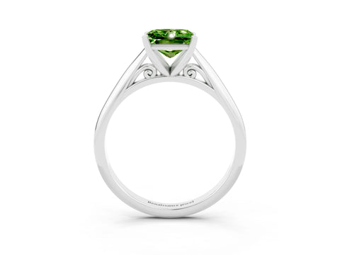 White gold Princess Cut Peridot Solitaire Engagement Ring with Cathedral Setting and Four-Prong Mount_15