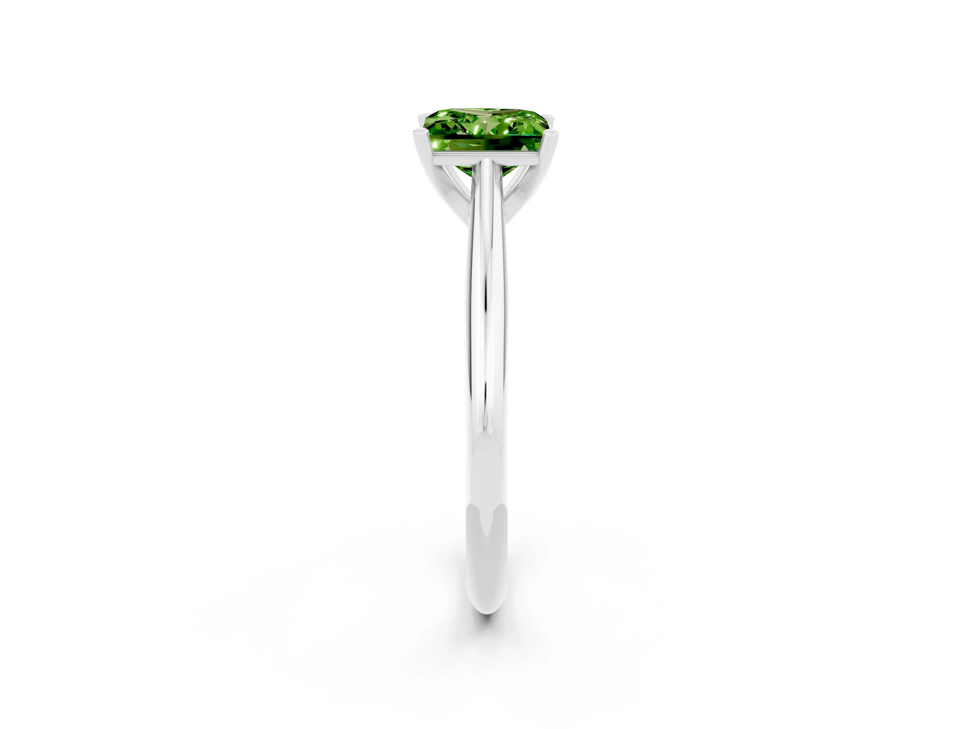 White gold Princess Cut Peridot Solitaire Engagement Ring with Cathedral Setting and Four-Prong Mount_26