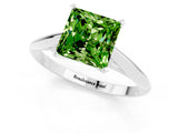 White gold Princess Cut Peridot Solitaire Engagement Ring with Cathedral Setting and Four-Prong Mount_31