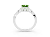 White gold Princess Cut Peridot Solitaire Engagement Ring with Celtic Knot Band and Four-Prong Setting_3