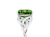 White gold Princess Cut Peridot Solitaire Engagement Ring with Celtic Knot Band and Four-Prong Setting_5