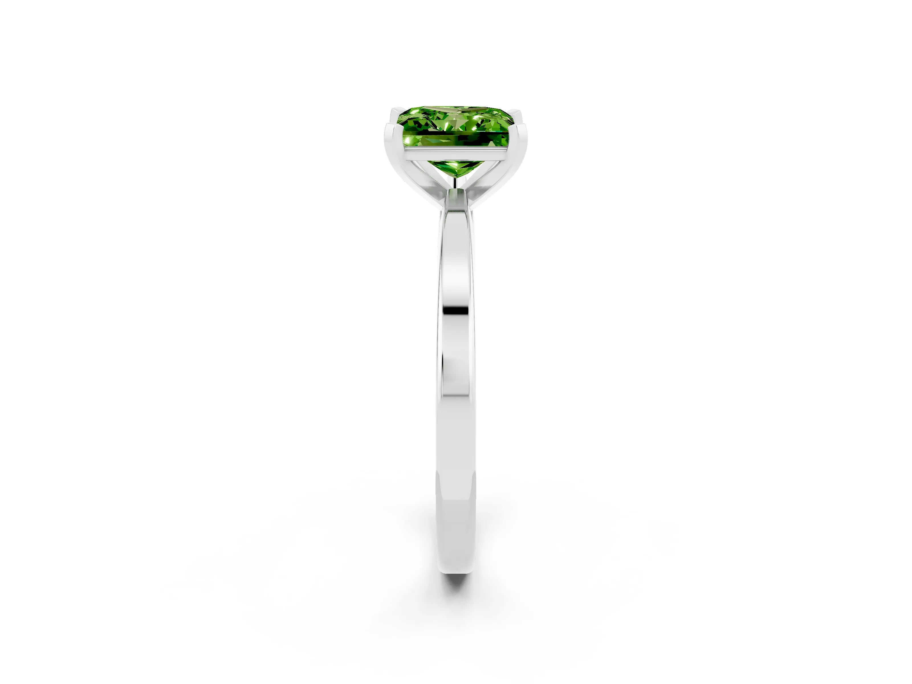 White gold Princess Cut Peridot Solitaire Engagement Ring with Classic Band and Four-Prong Setting_26