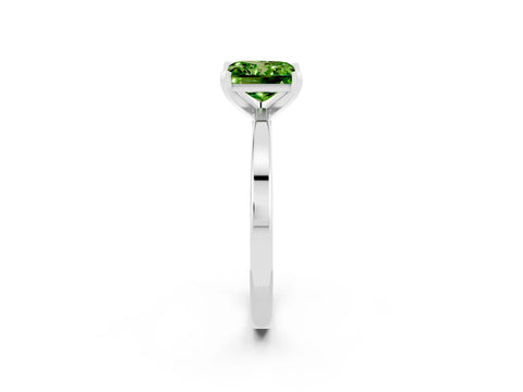 White gold Princess Cut Peridot Solitaire Engagement Ring with Classic Band and Four-Prong Setting_26