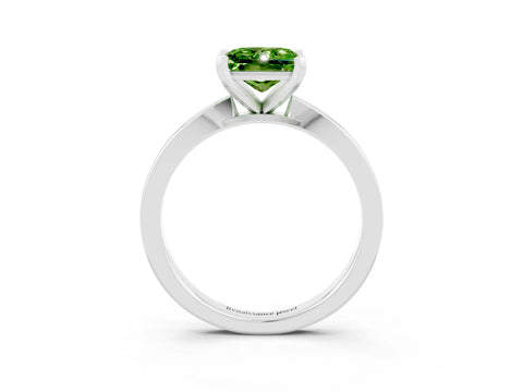 White gold Princess Cut Peridot Solitaire Engagement Ring with Classic Band and Four-Prong Setting_27