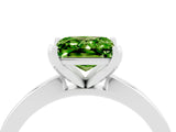 White gold Princess Cut Peridot Solitaire Engagement Ring with Classic Band and Four-Prong Setting_28