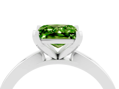 White gold Princess Cut Peridot Solitaire Engagement Ring with Classic Band and Four-Prong Setting_28