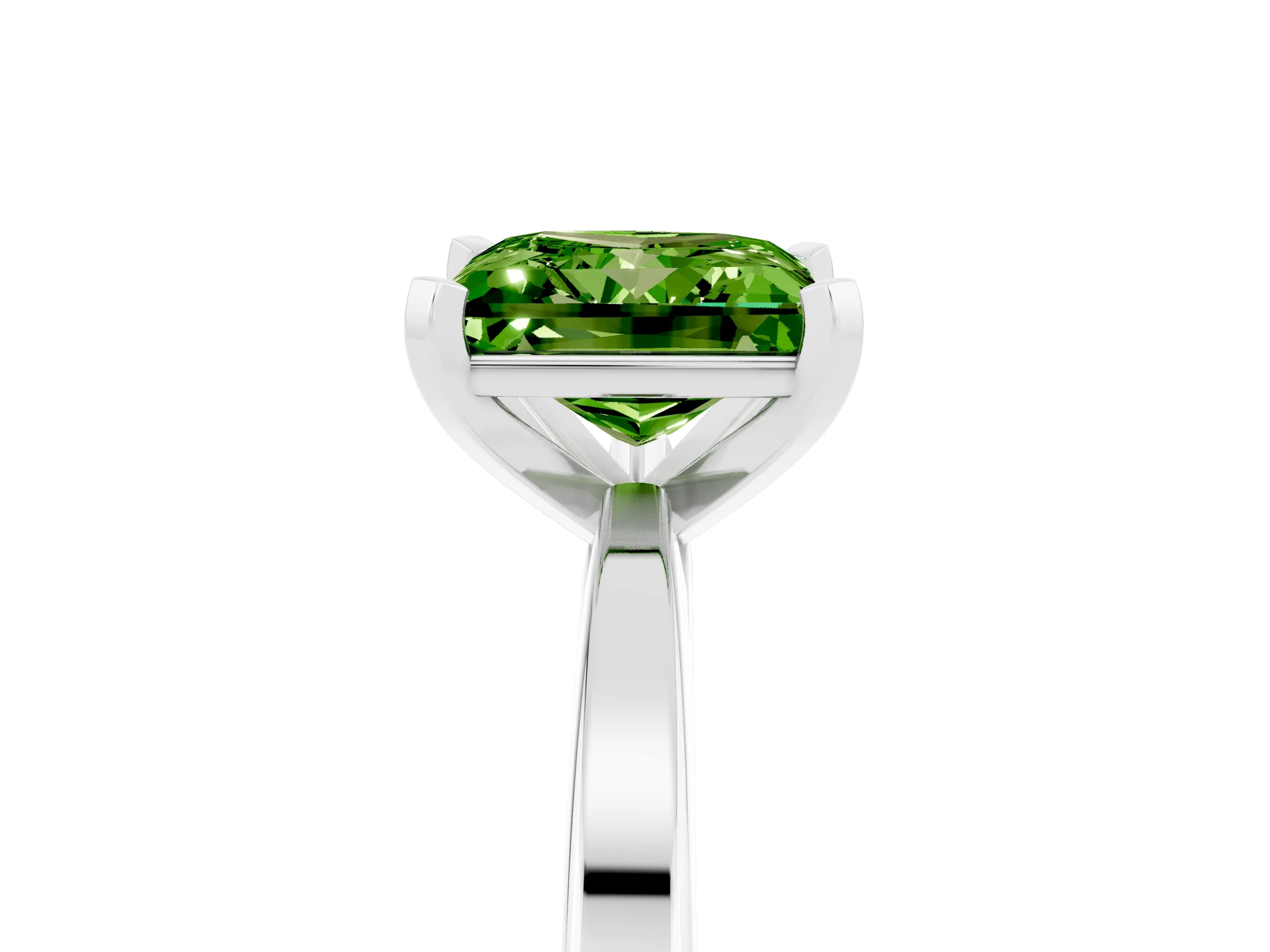 White gold Princess Cut Peridot Solitaire Engagement Ring with Classic Band and Four-Prong Setting_29
