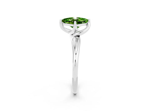 White gold Princess Cut Peridot Solitaire Engagement Ring with Four-Prong Setting and Classic Band_14