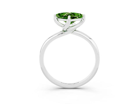 White gold Princess Cut Peridot Solitaire Engagement Ring with Four-Prong Setting and Classic Band_15