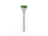 White gold Princess Cut Peridot Solitaire Engagement Ring with Pavé Band and Four-Prong Setting_2