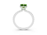 White gold Princess Cut Peridot Solitaire Engagement Ring with Pavé Band and Four-Prong Setting_3