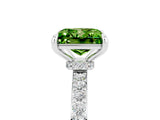 White gold Princess Cut Peridot Solitaire Engagement Ring with Pavé Band and Four-Prong Setting_5