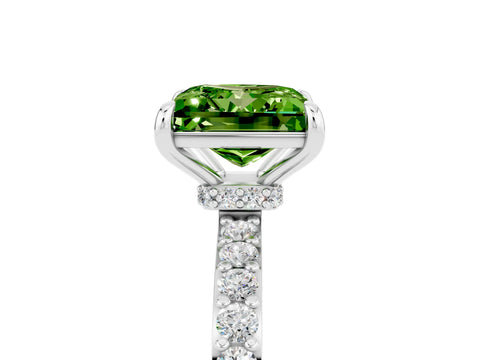 White gold Princess Cut Peridot Solitaire Engagement Ring with Pavé Band and Four-Prong Setting_5