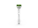 White gold Princess Cut Peridot Solitaire Engagement Ring with Round Band and Four-Prong Setting_2
