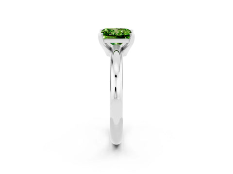 White gold Princess Cut Peridot Solitaire Engagement Ring with Round Band and Four-Prong Setting_2